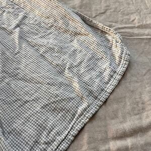 Room & Board Queen Blanket 92 x 93" Gray & Ivory Houndstooth Linen Blend